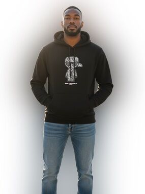 Karl Lagerfeld Paris K/Ikonik Logo Hoodie Black Pullover Sweatshirt Large NWT